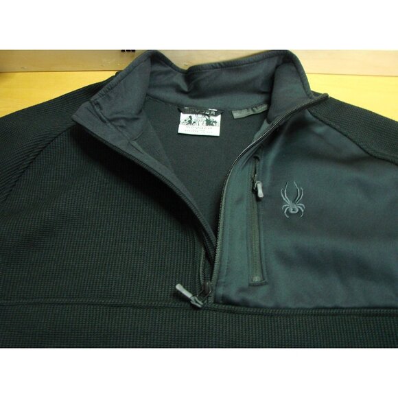 Spyder Mens 2XL Black Half Zip Sweater Gait Knit Pullover Jacket Long Sleeve USA - Picture 3 of 12